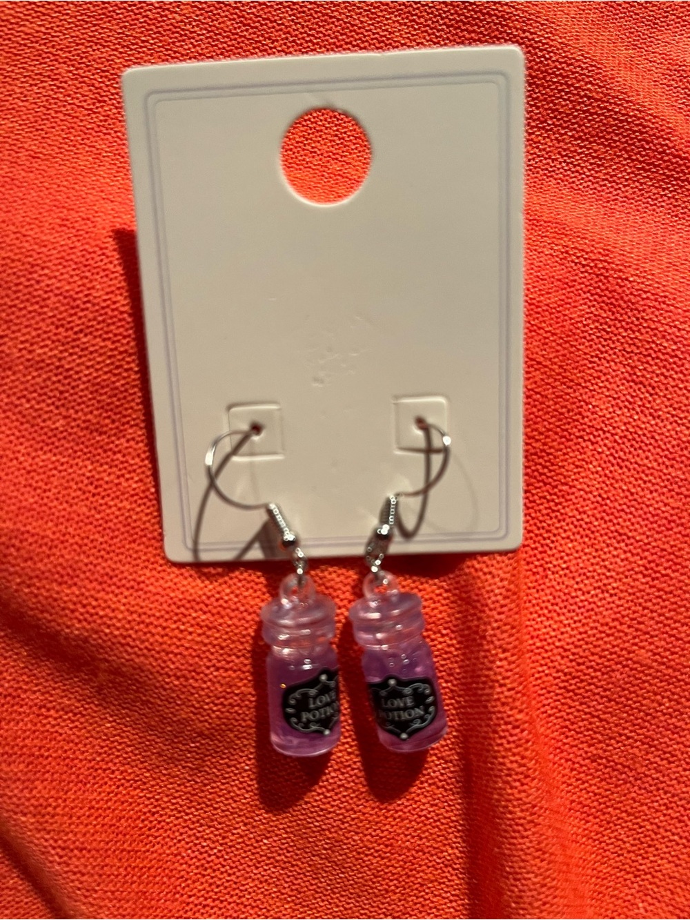 Purple Love Potion Bottle Halloween Earrings